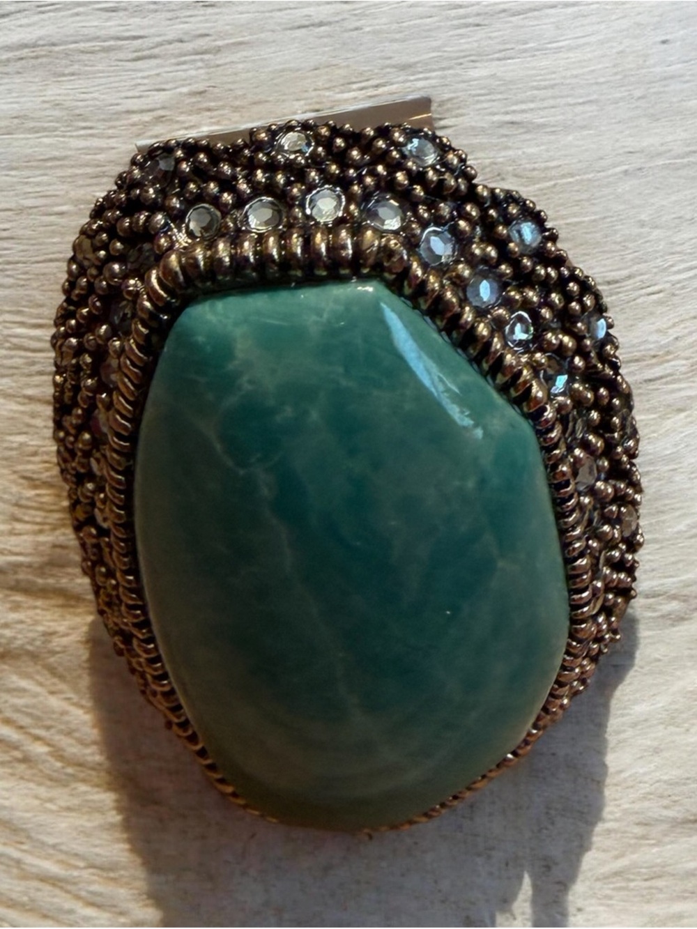 Studio Barse Teal Stone Beaded Ring with Gold Tone Accents